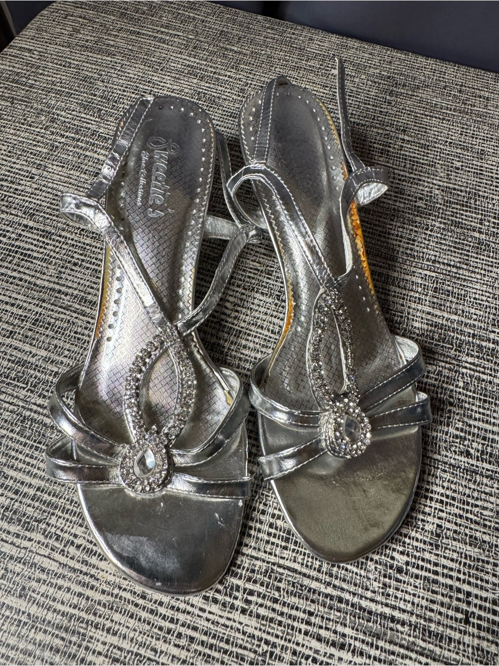 Women's Silver Rhinestone Evening Sandals